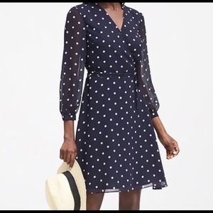 🍌Banana Republic Navy and white polka dot dress